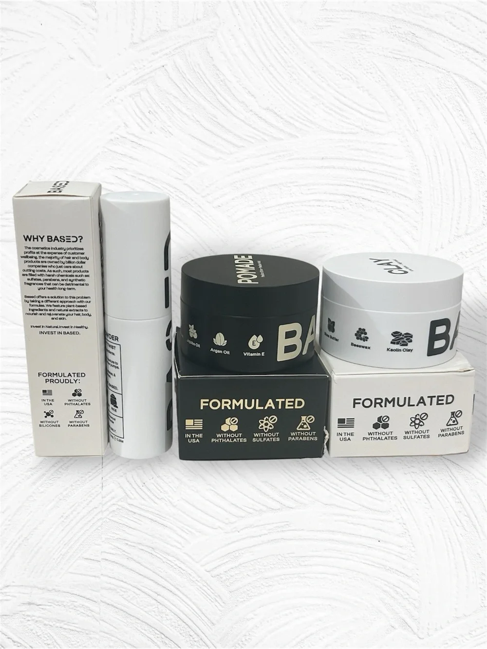 BASED BODYWORKS Pomade Clay & Texture Powder Styling Bundle NIB